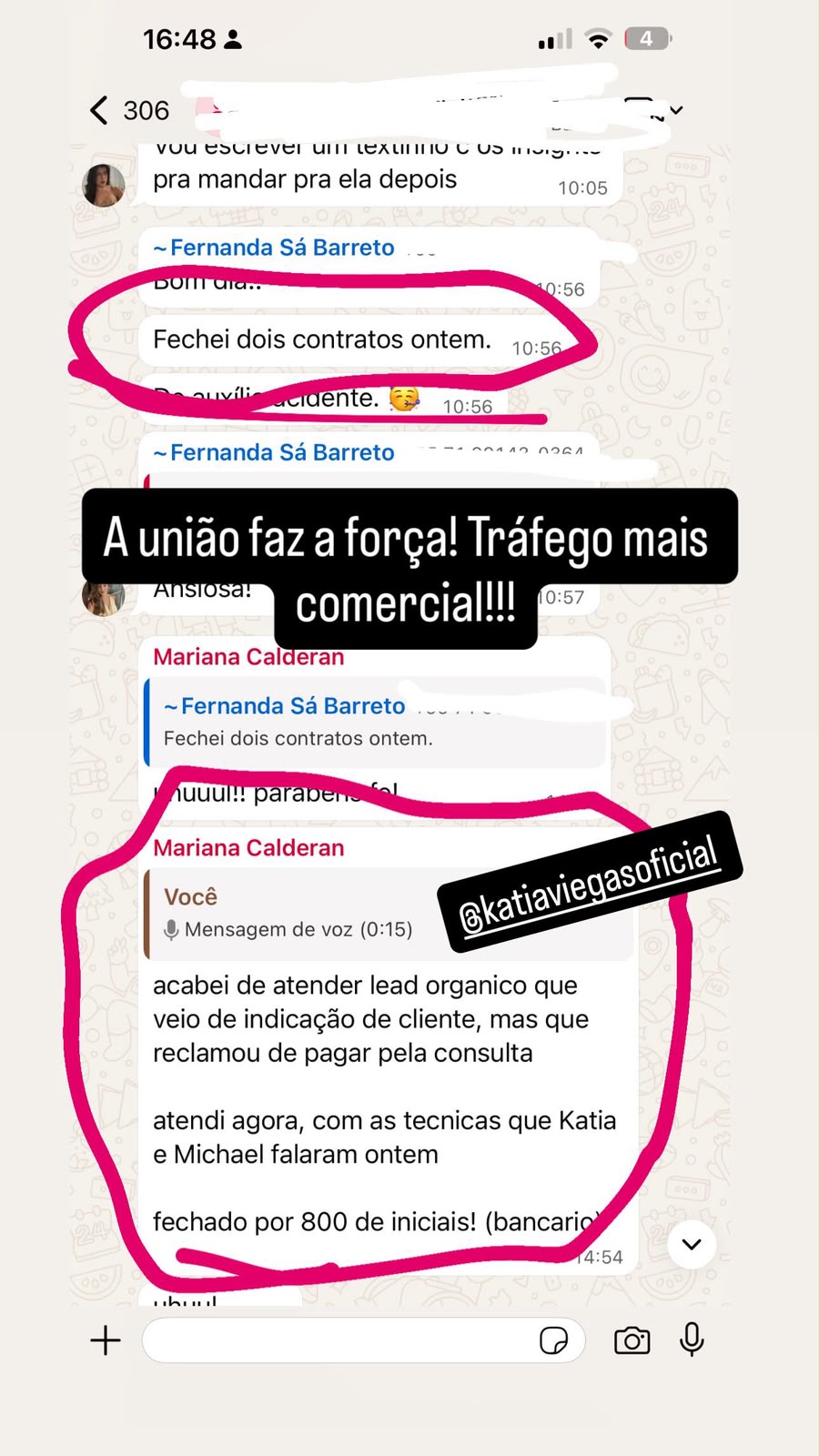 Fernanda Sá Barreto: Fechei dois contratos ontem. R$800 de entrada na área bancária.