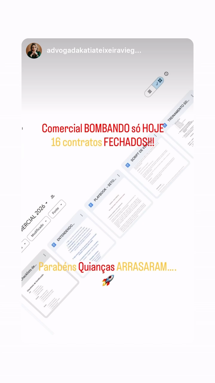 Comercial bombando só hoje: 16 contratos fechados!